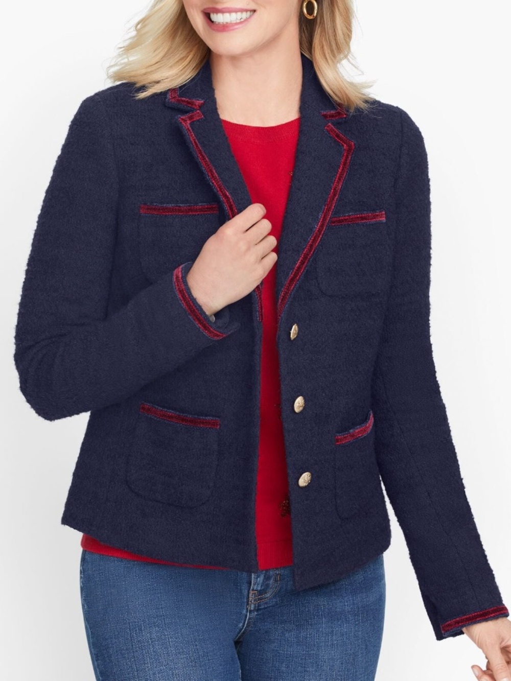 Talbots Piped Tweed Jacket - size 10P